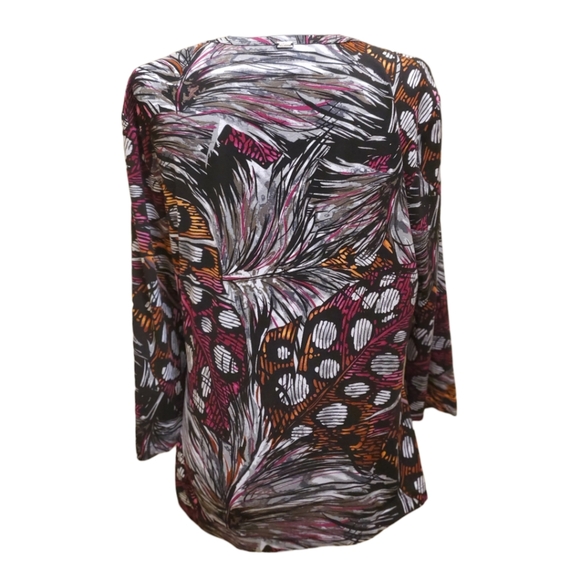 St John New With Tags Shirt, Magenta Orange Black, Silver Jewels, Size Large - Picture 3 of 9